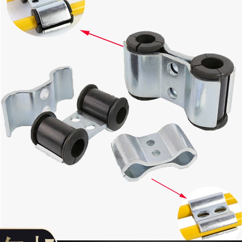 挖掘机破碎锤管路防震缓冲带胶双管夹4分6分1寸管扣小臂大臂管夹