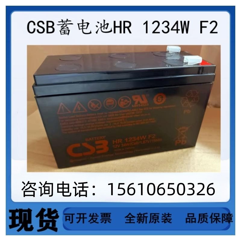 CSB蓄电池 HR1234W F2 UPS不间断电源电池12V34w消防电梯配件电瓶