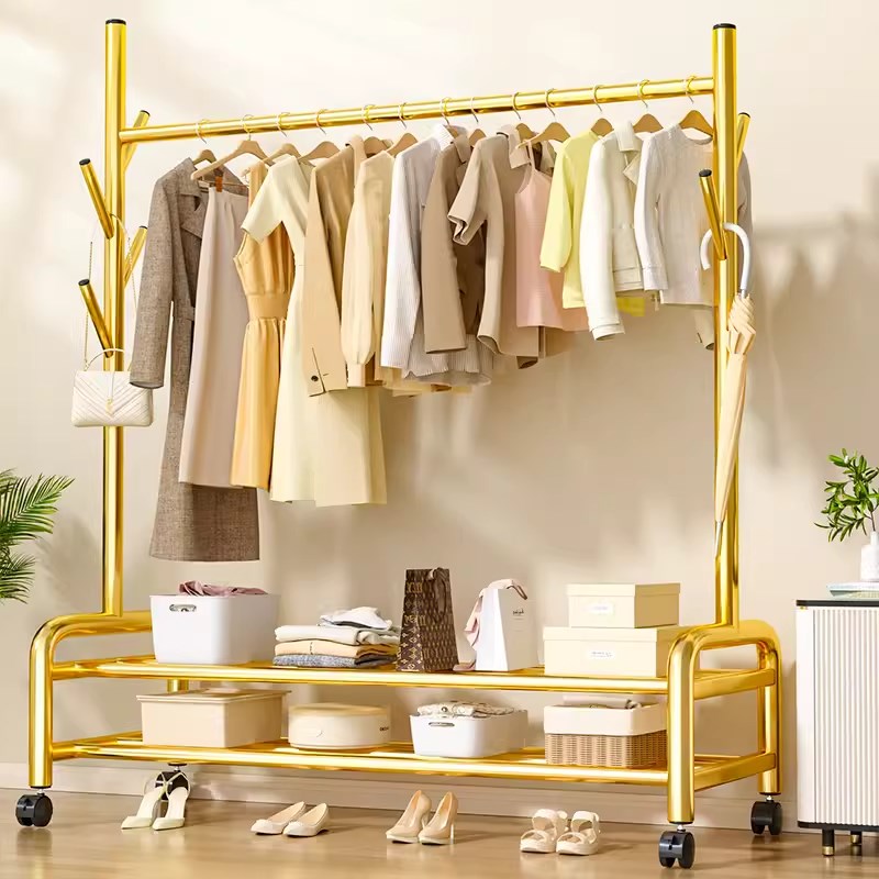 落地式晒衣架晾晒神器家用卧室阳台室内晾衣杆宿舍简易晒衣服挂杆