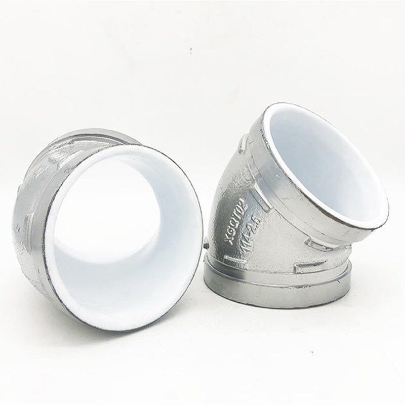 钢塑沟槽45度弯头给水衬塑45度弯头钢塑衬11.25度22.5度钢塑弯头