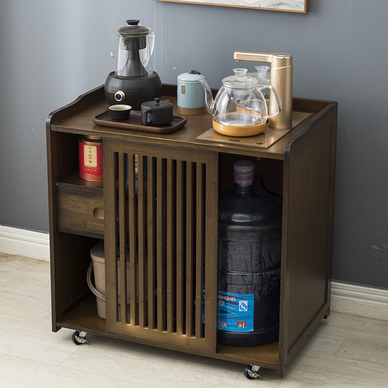 移动茶水柜茶水台桌茶边柜置物架客厅实木水桶收纳柜烧水一体茶柜