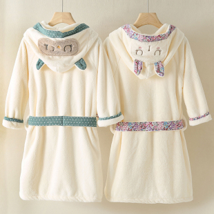 儿童浴巾斗篷浴袍可穿式宝宝连帽子睡衣快吸水秋冬加厚珊瑚绒睡袍