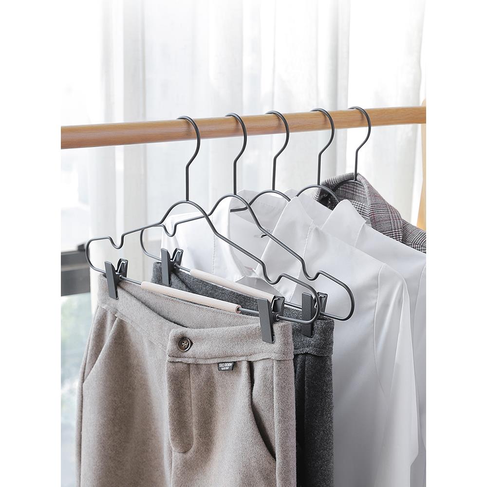 【品牌正品】内衣店衣架服装店睡衣挂衣撑轻奢实木衣帽间金属带夹