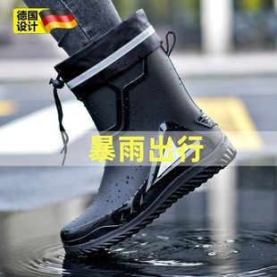 短中筒防滑雨靴加绒棉水靴 高档正品 德国雨鞋 男新款 束口防雨防水鞋