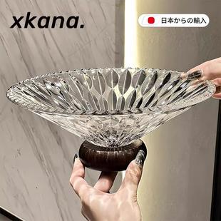 日本玻璃果盘复古干果零食摆放盘客厅茶几家用果篮高颜值水果盘