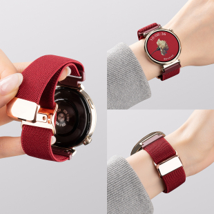 适用华为手表表带华为gt5手表带新款华为gt6表带gt4磁吸gt3尼龙编织表带智能高级华为watch5秋季运动腕带红色