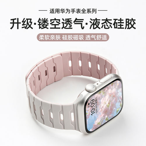 美派适用iwatch龙鳞磁吸硅胶表带