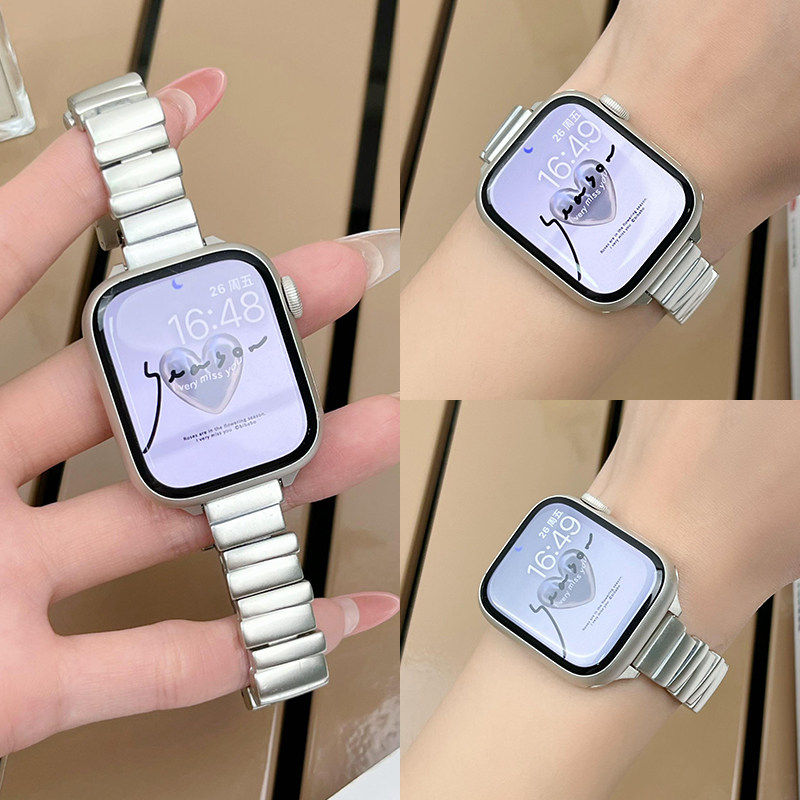 适用iwatch11表带苹果S11手表applewatch8创意S10不规则金属S9新款10高级感S7女款7时尚S6智能SE3夏季11