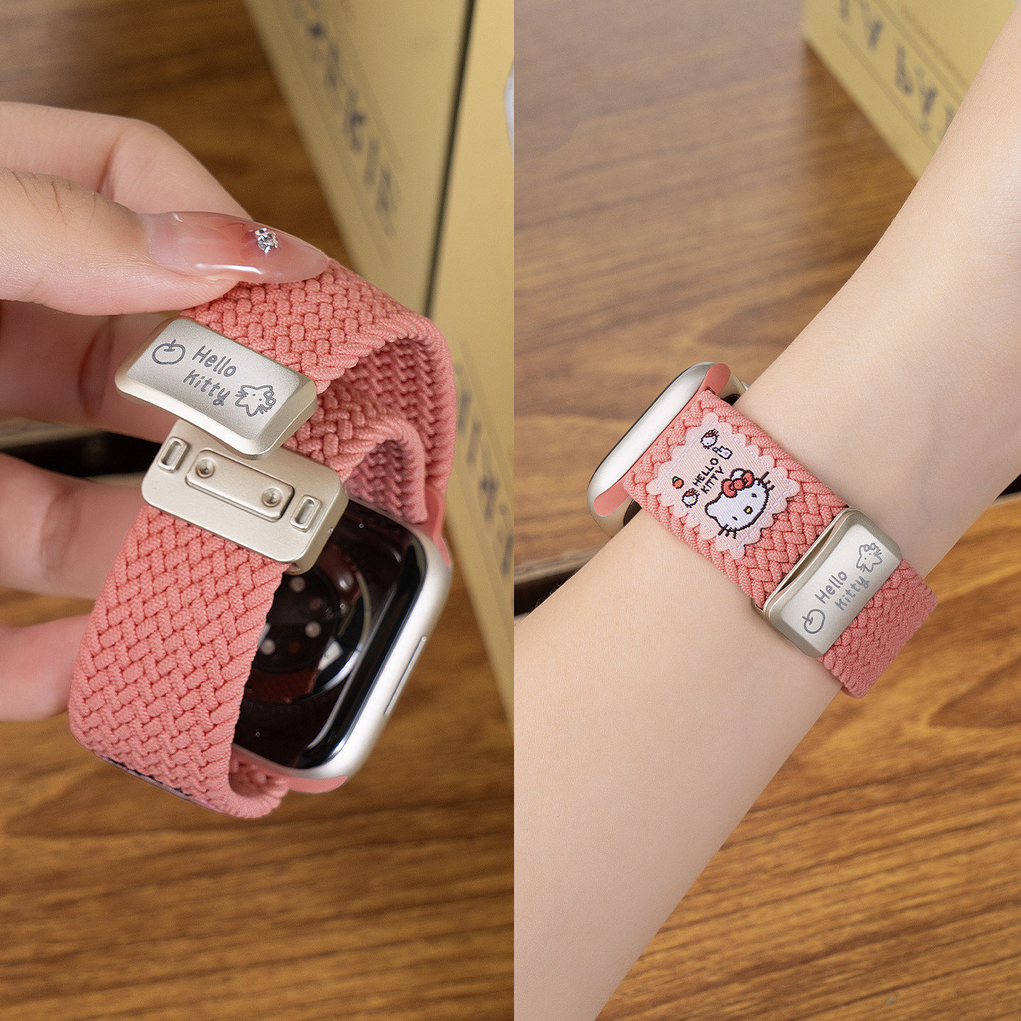 美派适用苹果S11手表iwatch10表带applewatch9可爱kt编织s10磁吸s8尼龙8夏天6腕带7新款智能女生运动高级时尚