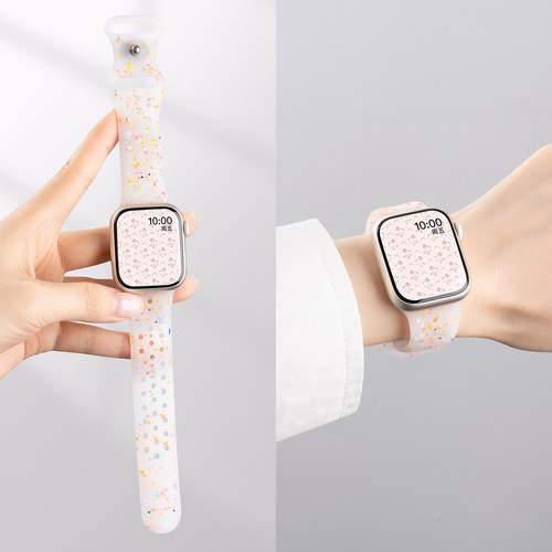 美派新款苹果彩宵八字扣硅胶表带