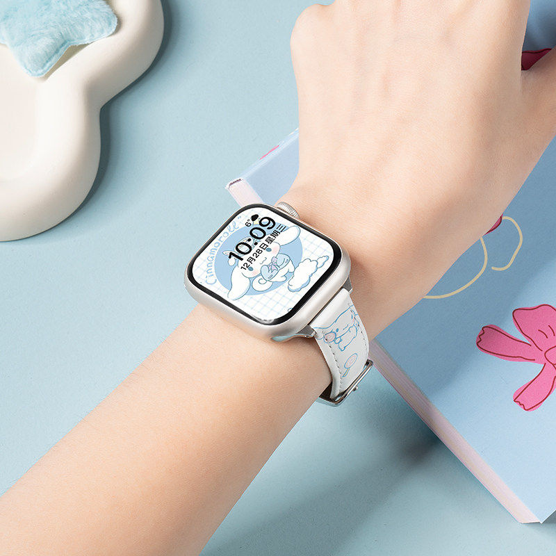 适用applewatch11表带苹果S11手表iwatch8可爱S10凯蒂猫S9新款10卡通S8夏季女款7运动S6透气SE3真皮高级6智能