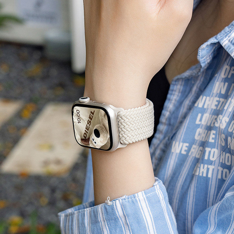 适用applewatch11表带S11苹果手表iwatch9新款S10磁吸S8编织8女夏运动7创意S7高级男S6尼龙可爱se3腕带watchs