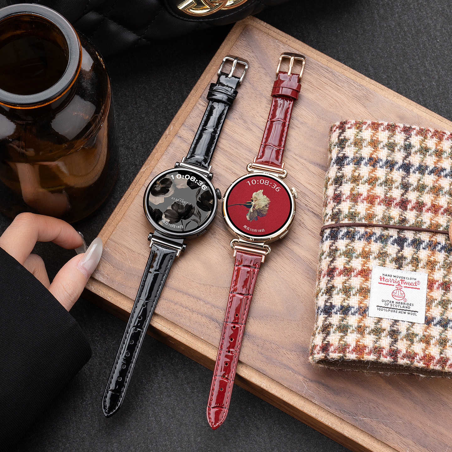 适用华为gt6表带手表watchgt5手表带fit5女款智能gt4腕表fit3新款watch5高端gt3女士gt2皮质秋冬高级感红色41