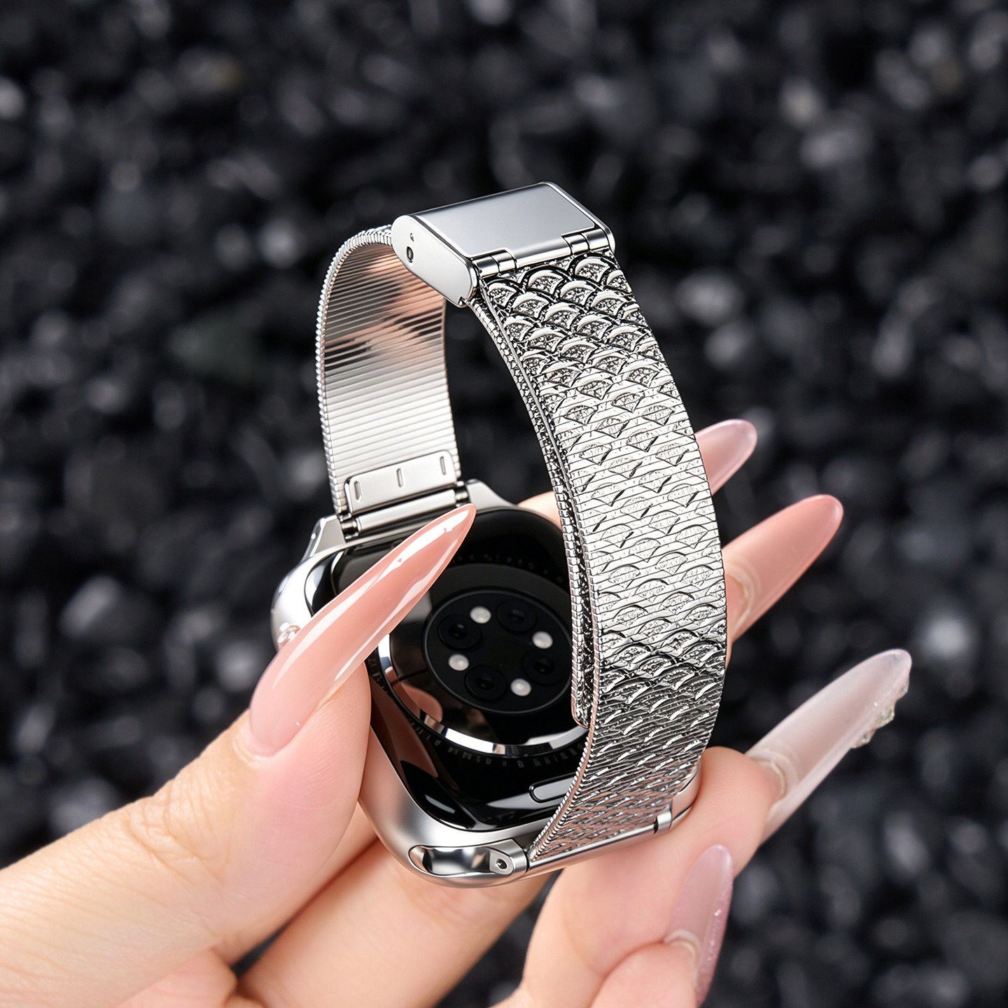 美派适用iwatch11表带S9苹果S10手表Applewatch9波浪纹不锈钢女款S8高级运动夏天8新款金属SE3智能ultra3创意