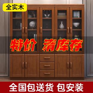 实木书柜全实木办公室文件柜书房带玻璃门置物架家用收纳柜 新中式