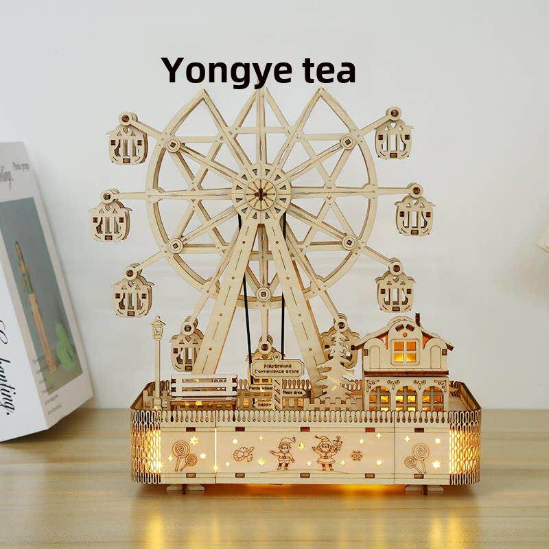 手工diy创意男女生日礼物旋转音乐盒摩天轮木质八音盒 毕业季礼物