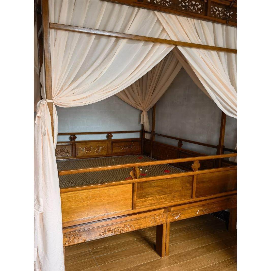 月影纱中式古典单双月架子床彷古拔步床四柱床蚊帐床幔防蚊装饰