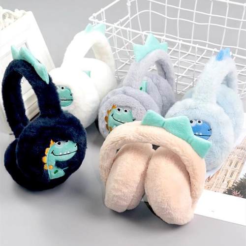 卡通耳罩儿童冬季保暖耳捂可爱恐龙毛绒耳套男生户外防寒护耳耳包