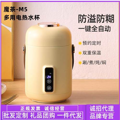 小型烧水壶一人魔茶M5电热杯一人食电煮杯便携式烧水壶养生杯迷你
