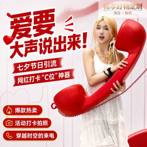 七夕复古电话墙户外灯光美陈