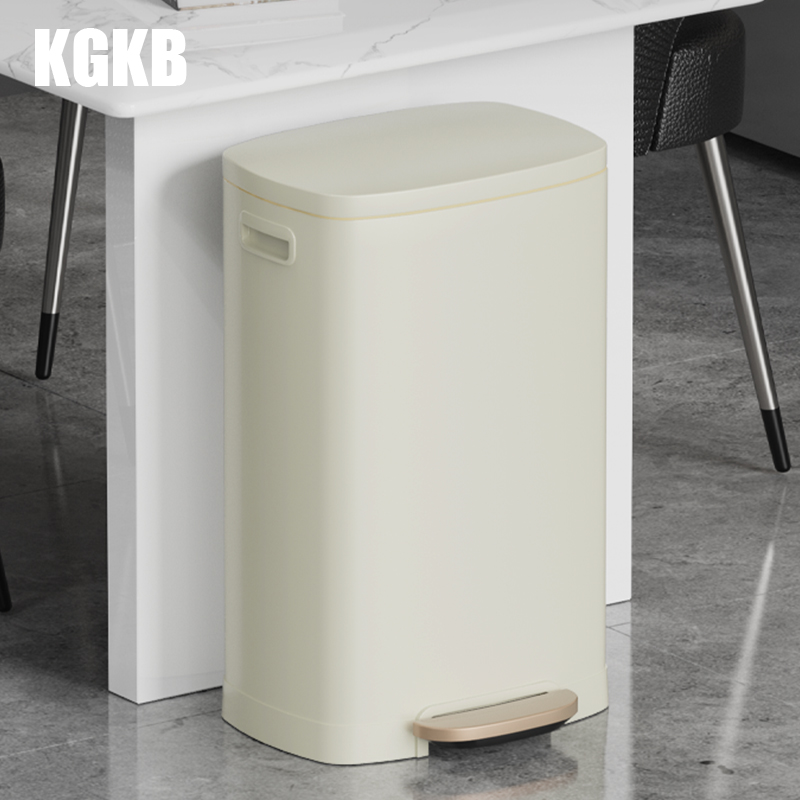 不锈钢厨房客厅脚踏垃圾桶家用客厅轻奢高档大号容量脚踩带盖80L