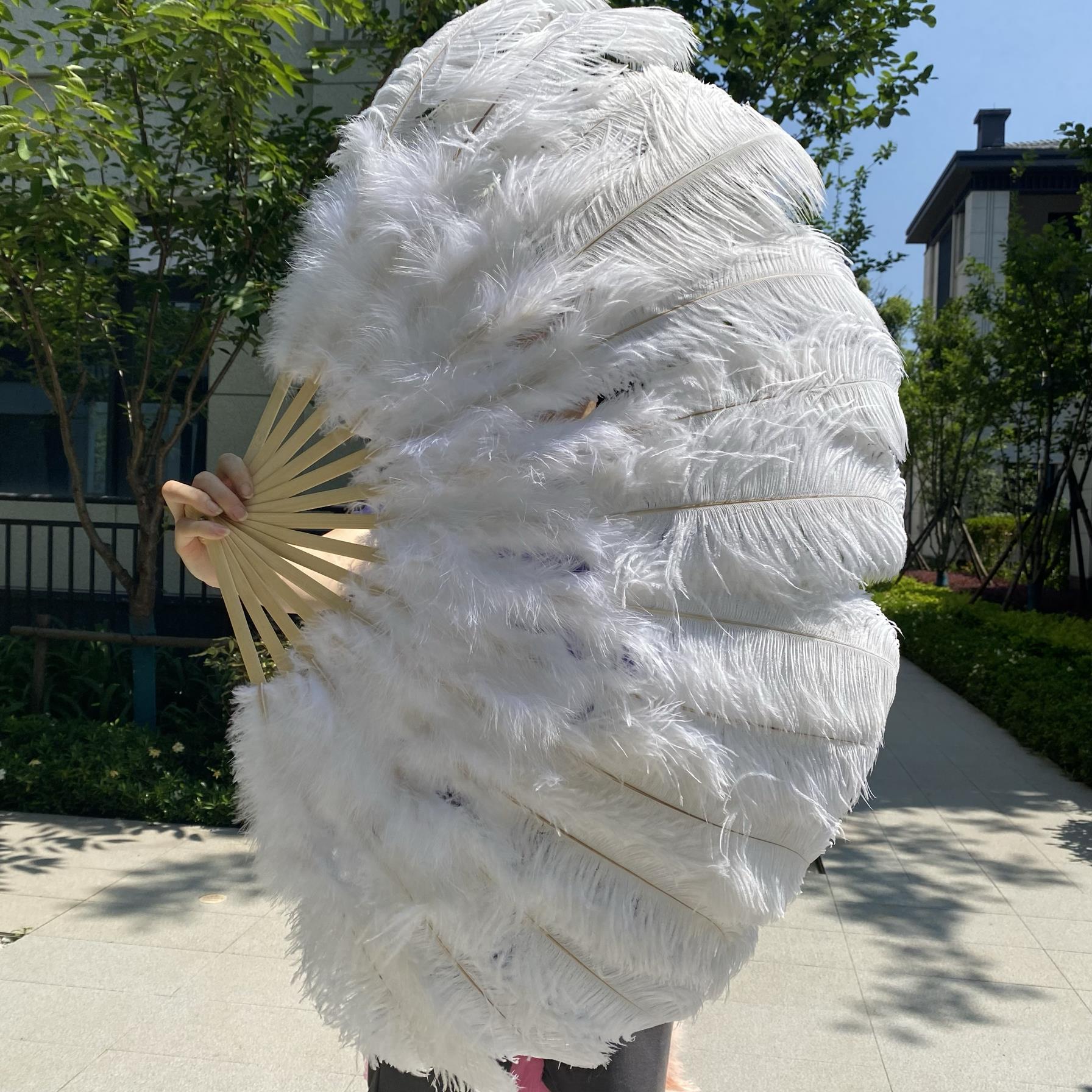 包邮大号鸵鸟羽毛扇子 肚皮舞蹈酒吧表演演唱会道具羽毛绒大扇子