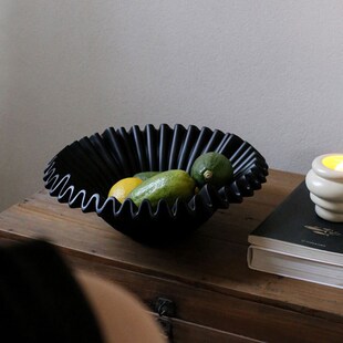 中古高级感波浪托盘创意艺术树脂果碗客厅茶几果盘家用装饰摆件