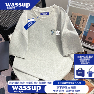 WASSUP NURAYA美式高街潮牌纯棉短袖T恤男夏季新款oversize上衣服