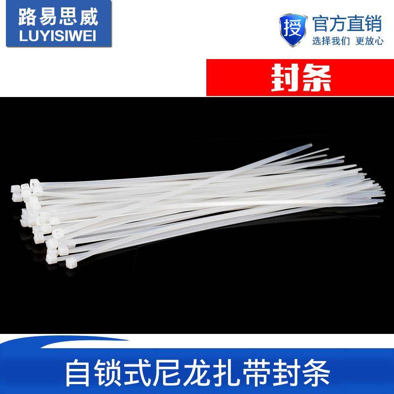 4*150mm白色塑料自锁式尼龙扎带封条 塑料扣束带线带捆线电线10条