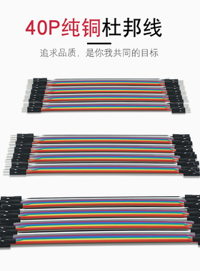 纯铜丝杜邦线 母对母 公对母 公对公40P彩色排线连接线 扁平20cm