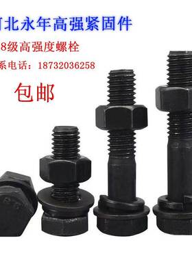 发黑8.8级外六角螺丝高强度螺栓外六角螺栓螺母6M8M10M12M14M16M