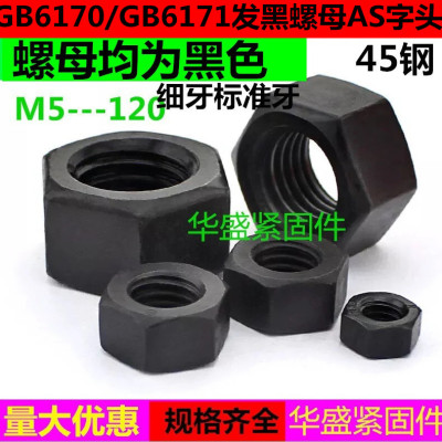 包邮8.8级发黑细牙螺母细牙螺帽M36M39M42M45M48M60M64M68M72*2*3