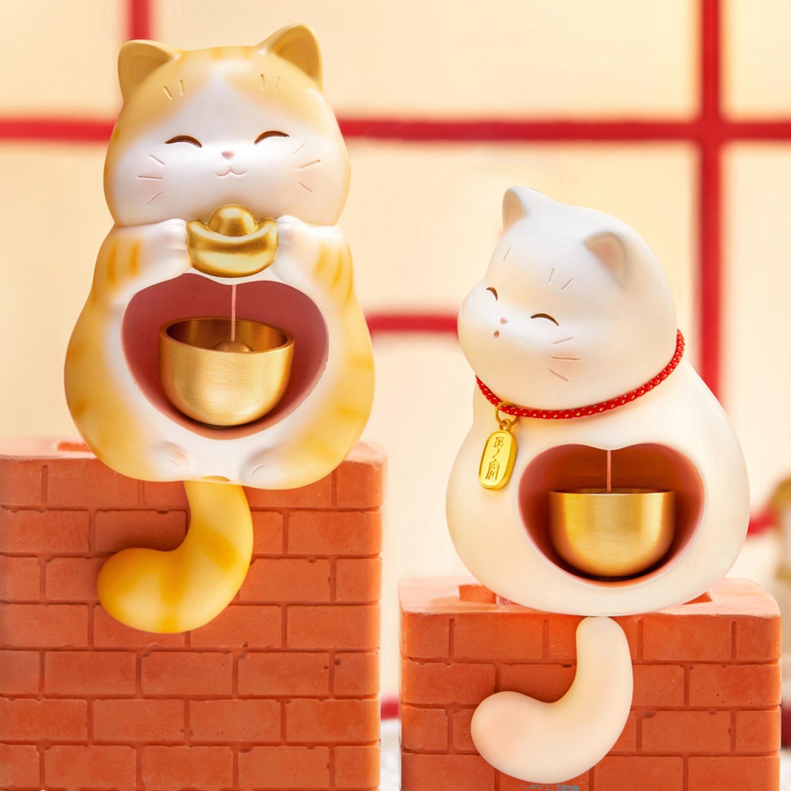 招财猫平安门铃铛木质冰箱贴