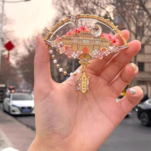 江西文创南昌万寿宫扇子金属流沙冰箱贴博物馆周边纪念品伴手礼物