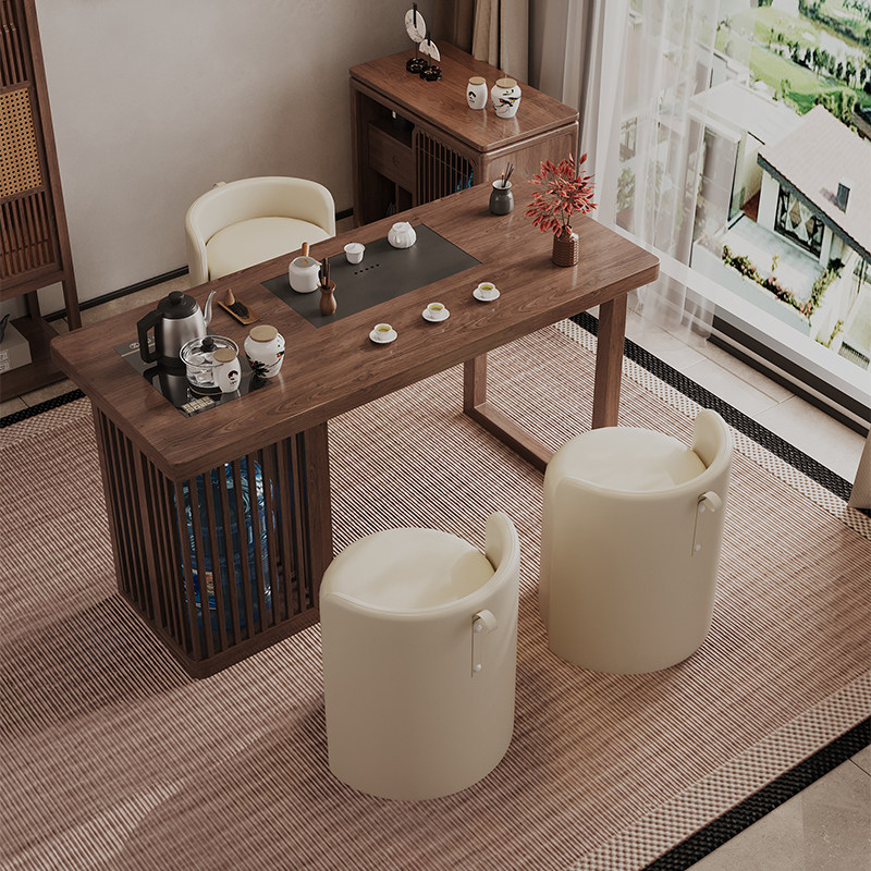实木阳台小茶桌茶盘一体烧水壶嵌入式家用茶具茶台一整套2025新款