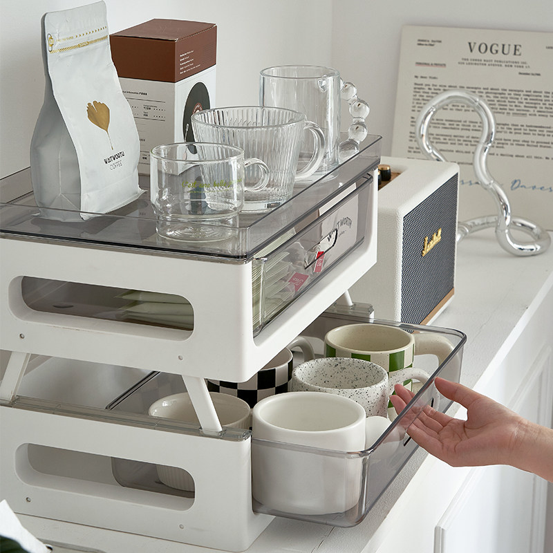 桌面杯子收纳置物架咖啡杯水杯玻璃杯收纳盒防尘抽屉式茶具整理架,家庭/个人清洁工具,杯架,淘宝优惠券,粉丝福利购,淘宝优惠卷
