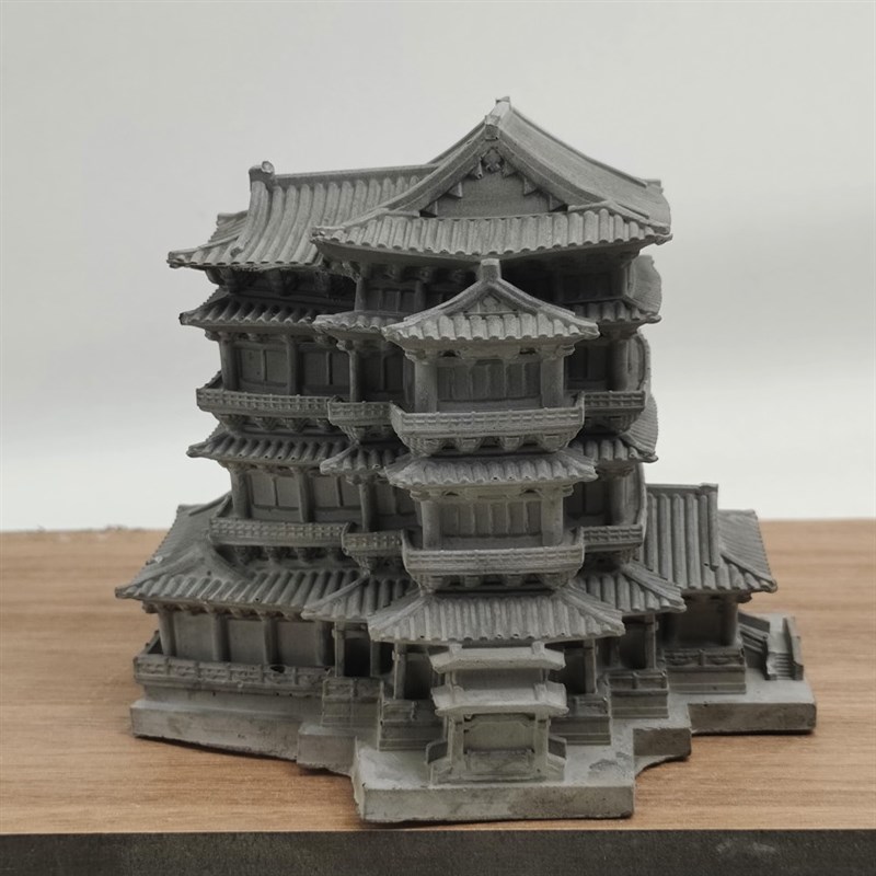 水泥国风古代建筑滕王阁模型家居水族鱼缸微景观假山装饰造景摆件