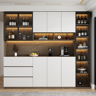 餐边柜高柜一体靠墙酒柜客厅储物柜现代简约风厨房橱柜实木置物柜