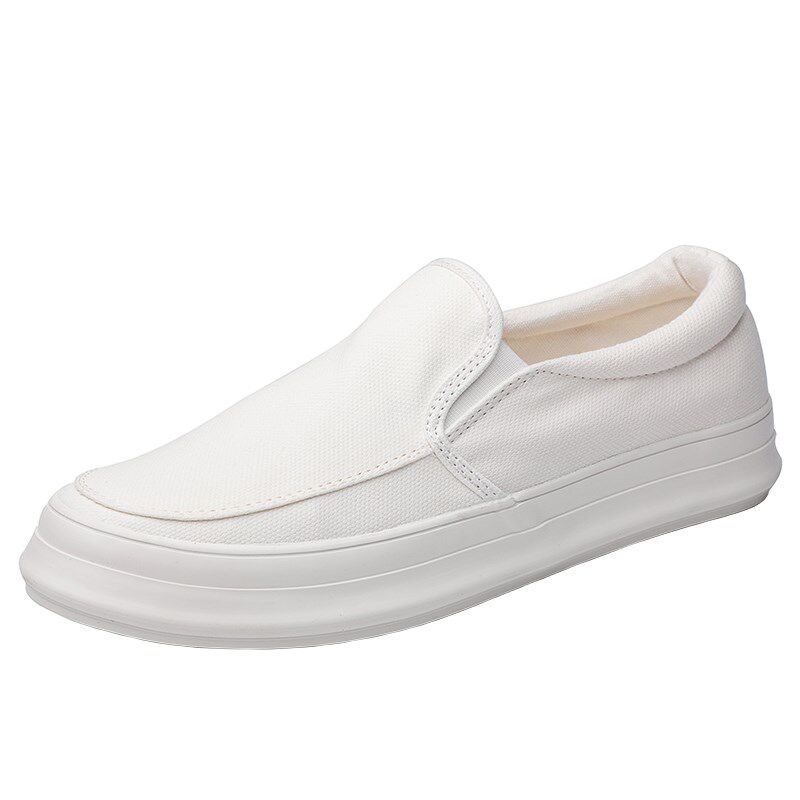 帆布鞋夏季薄款透气懒人布鞋男鞋2024年新款休闲板鞋一脚蹬小白鞋