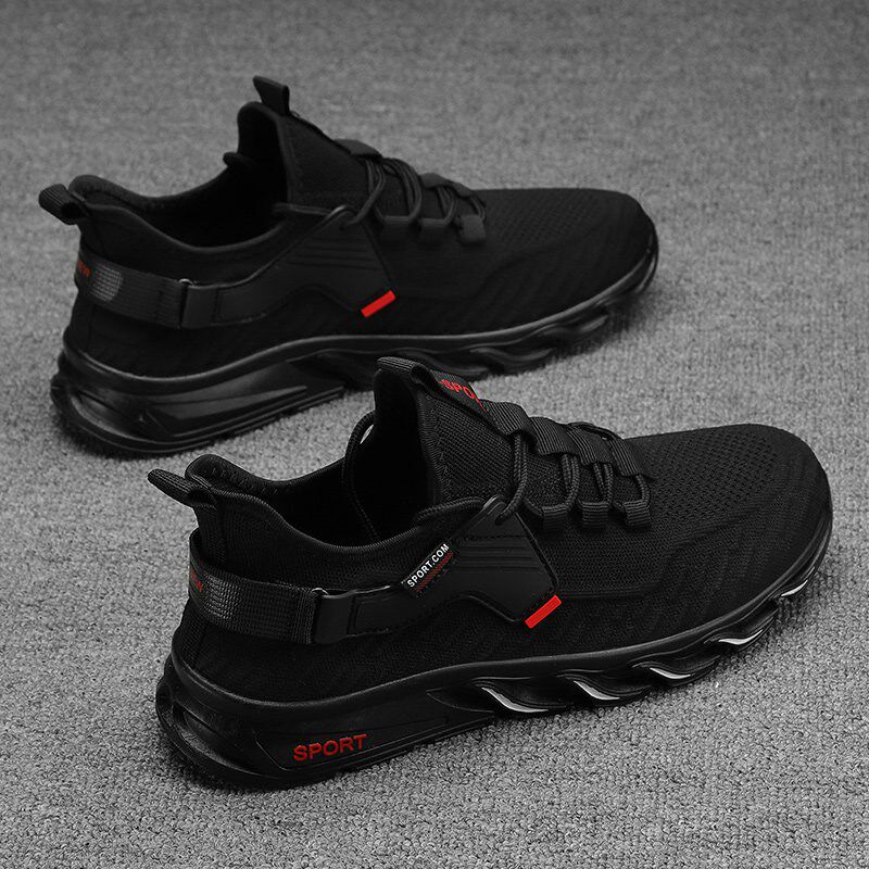 工作鞋男厨房上班厨师鞋防滑防水防油透气网面运动男款黑色劳保鞋