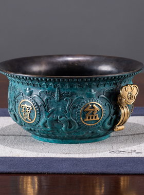 铜聚宝盆摆件办公室店铺家居玄关招财貔貅聚财装饰工艺品开业礼品