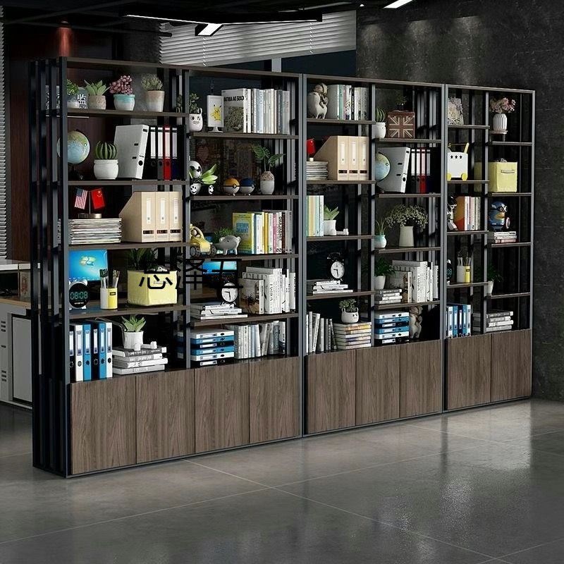 GL办公屏风隔断展示架铁艺落地置物架办公室文件架现代简约玄关书