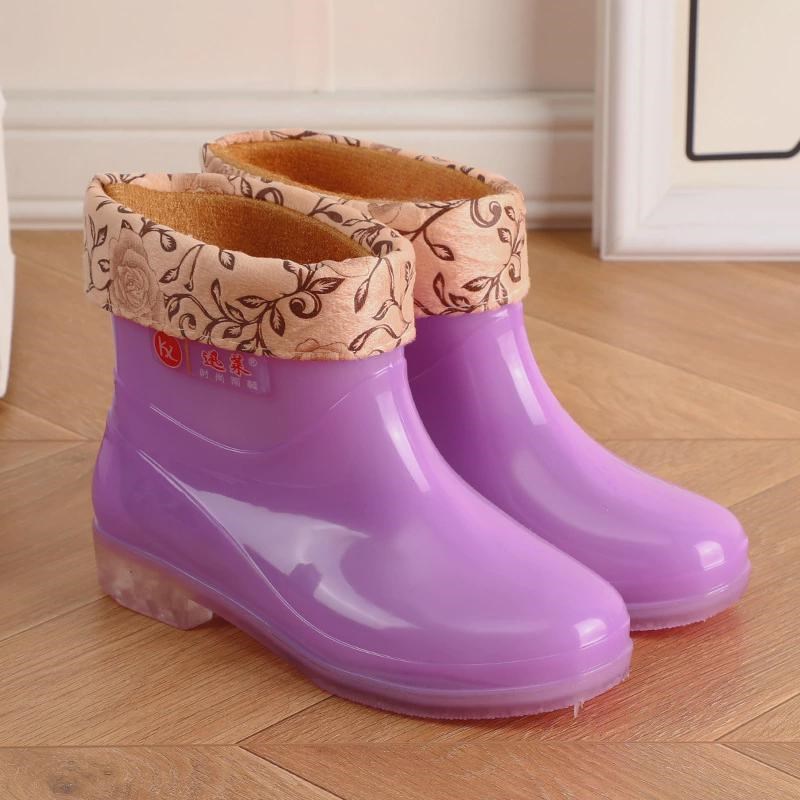 新款无里布雨靴女高筒透明长筒鞋女新款可爱防水雨鞋防滑水桶鞋