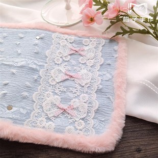 绒樱恋曲 活页蕾丝A5手帐本 毛绒粉蓝色卡册收纳 手账笔记日记本