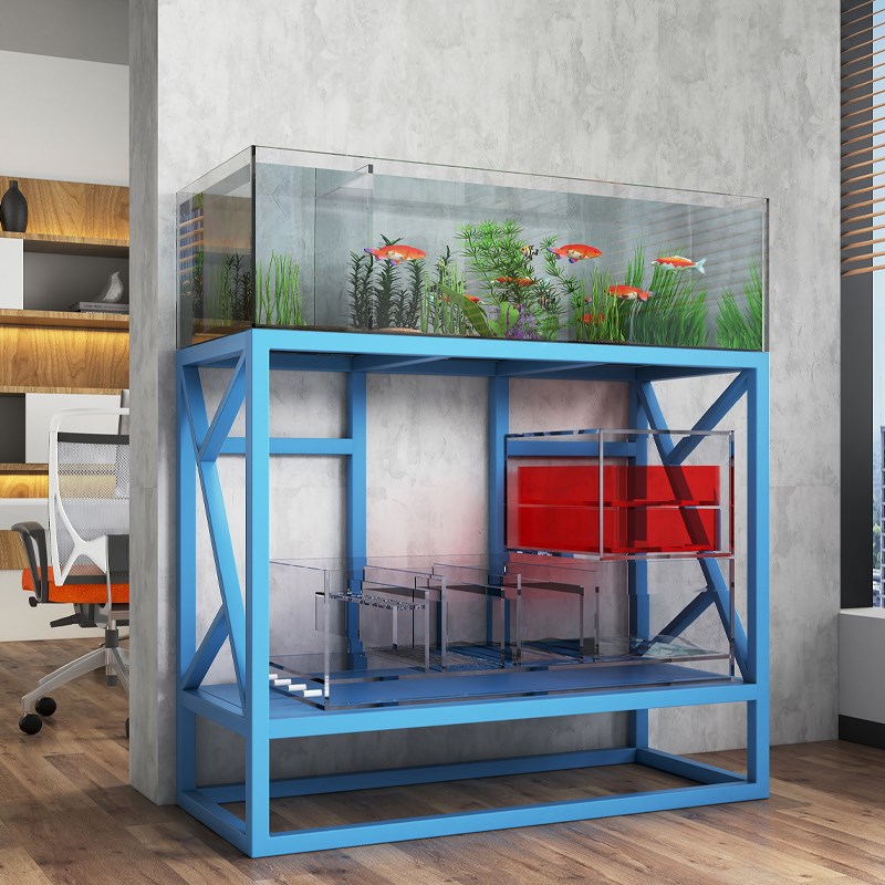 简约鱼缸架子实木底柜金属架子不锈钢底座封闭龟缸桌子水族箱定制