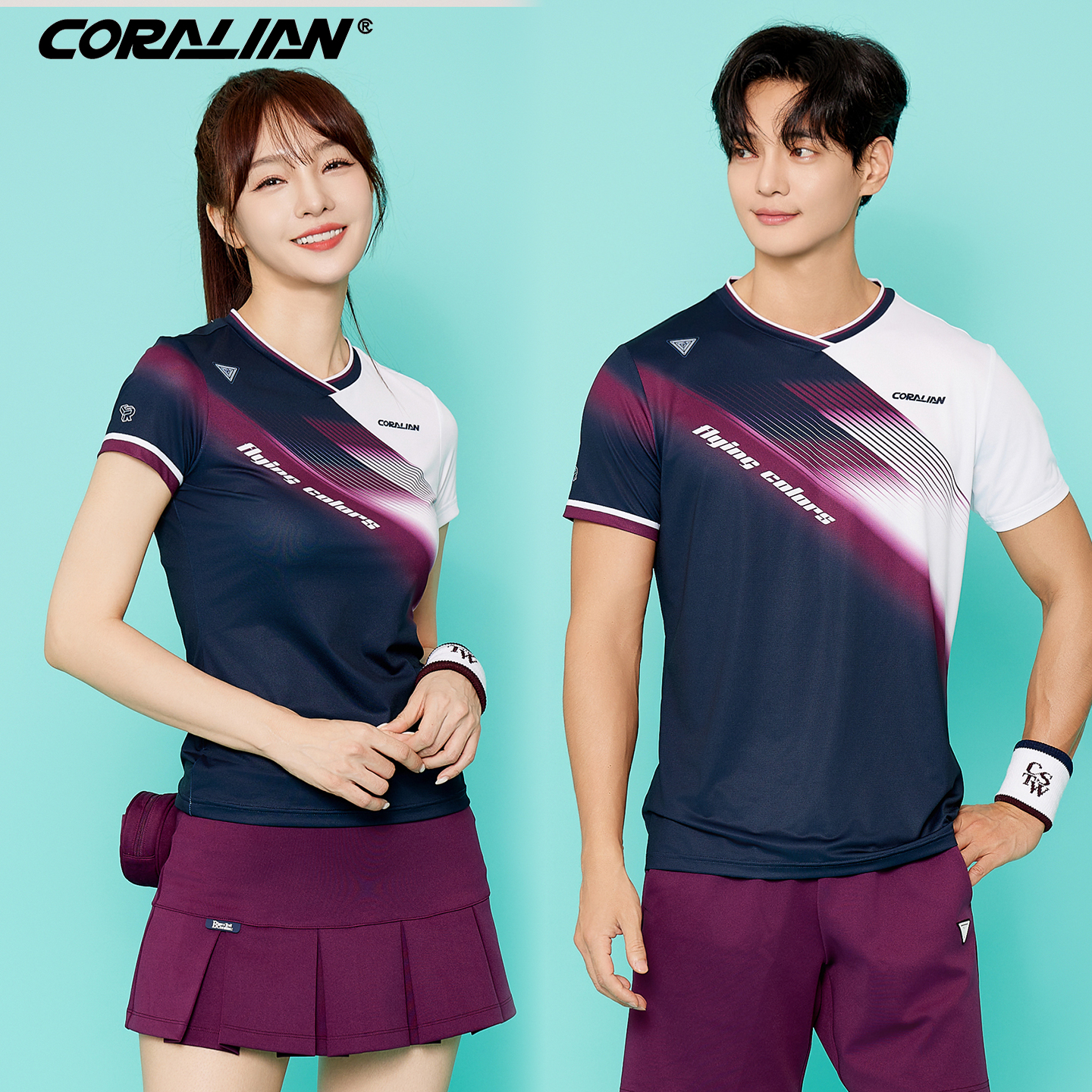 可莱安羽毛球服女透气速干上衣吸汗夏季新款情侣短袖队服运动套装