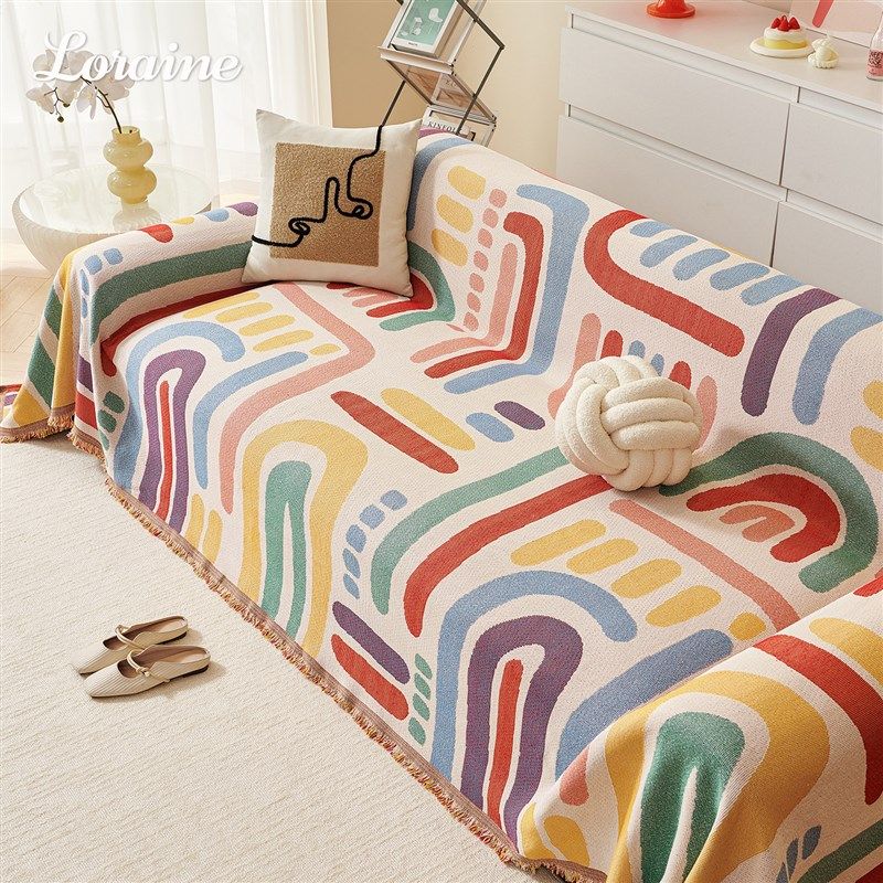 2025新款一片式整张全铺沙发盖布防尘沙发巾沙发套罩卡通风沙发垫,居家布艺,沙发套,淘宝优惠券,粉丝福利购,淘宝优惠卷