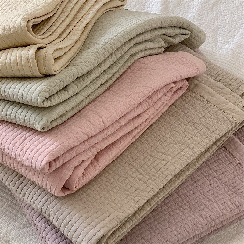 韩系流苏床盖三件套全棉80支砂洗纯色夹棉绗缝榻榻米垫子双人床单,床上用品,床盖,淘宝优惠券,粉丝福利购,淘宝优惠卷