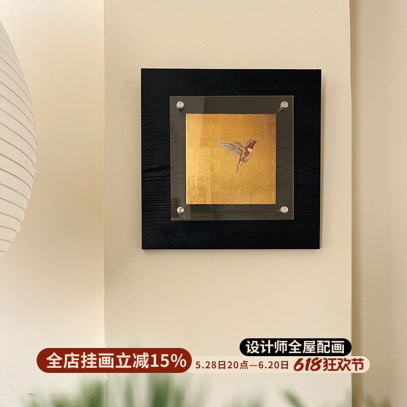 寻找太阳的梦金箔画水曲柳法式中古风装饰画客厅卧Y室矮柜墙挂画