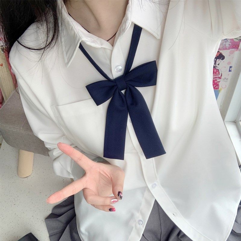 jk衬衫长袖基础款日系学院风百搭制服套装叠穿内搭打底奶白衬衣女